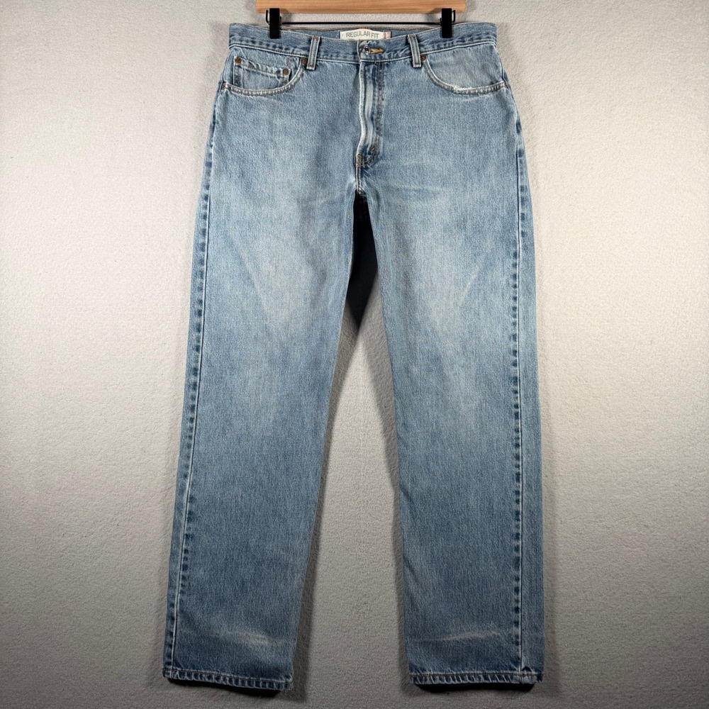 Levis 505 Regular Fit Mens Light Wash Straight Leg Denim Jeans 36x32 (35x31)